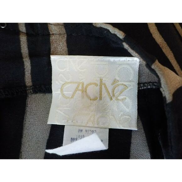 Cache Black Beige Maxi Wrap Skirt Women 8 Tribal Pattern Pencil Split Hem Zip Up - Picture 12 of 12